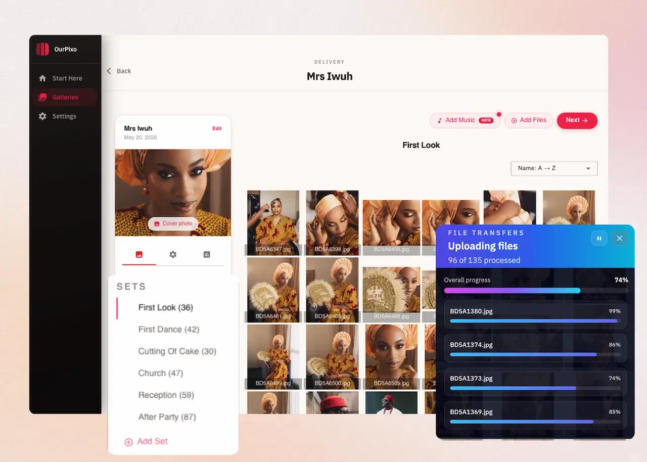 Workflow and brand tools inside OurPixo with cut-outs